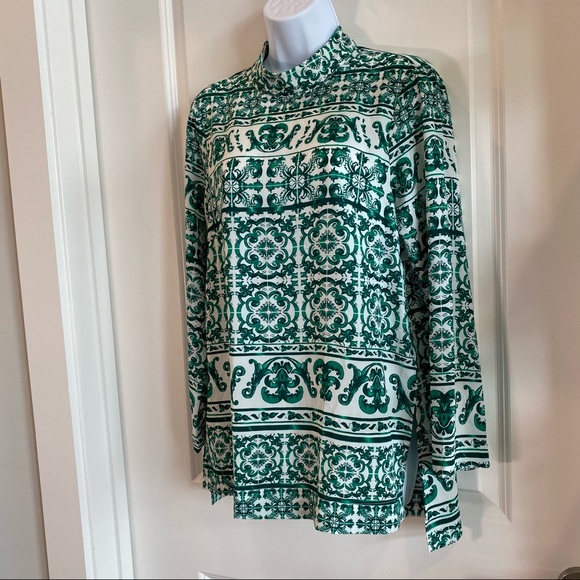 H&M Green & White Paisley Print Top Size 6 - Picture 5 of 9